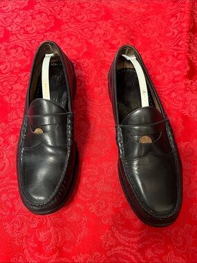 Johnston & Murphy Black Penny Loafers Men’s 11 Leather Slip On Classic